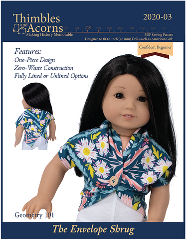 Thimbles and Acorns 18 Inch Modern The Envelope Shrug 18" Doll Clothes Pattern Pixie Faire