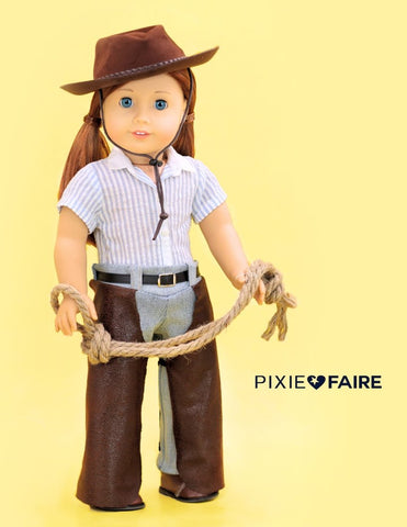 18 On Main 18 Inch Modern Cowgirl Ranch Chaps 18" Doll Clothes Pattern Pixie Faire