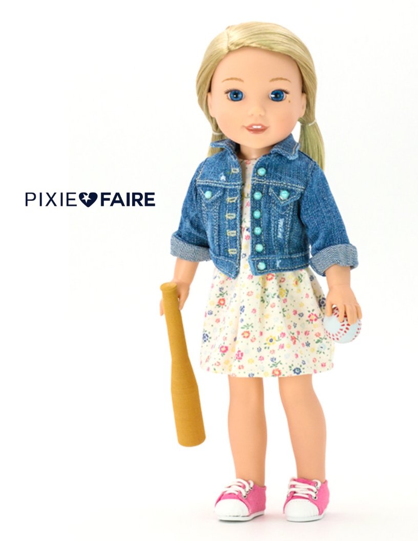 Liberty Jane WellieWishers Denim Jacket 14.5" Doll Clothes Pattern Pixie Faire
