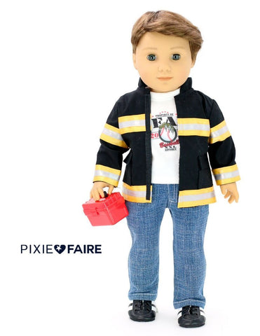 Doll Tag Clothing 18 Inch Modern Firefighter Outfit 18" Doll Clothes Pattern Pixie Faire