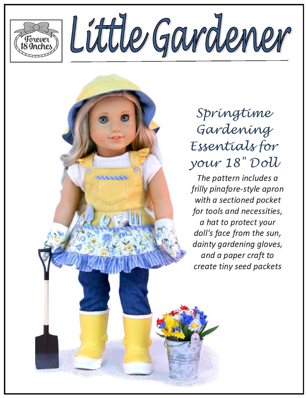 Forever 18 Inches 18 Inch Modern Little Gardener 18" Doll Clothes Pattern Pixie Faire