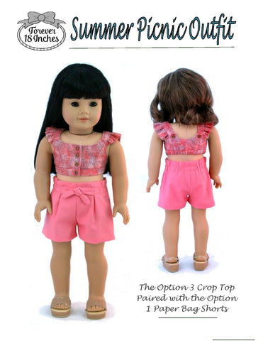 Forever 18 Inches 18 Inch Modern Summer Picnic Outfit 18" Doll Clothes Pattern Pixie Faire