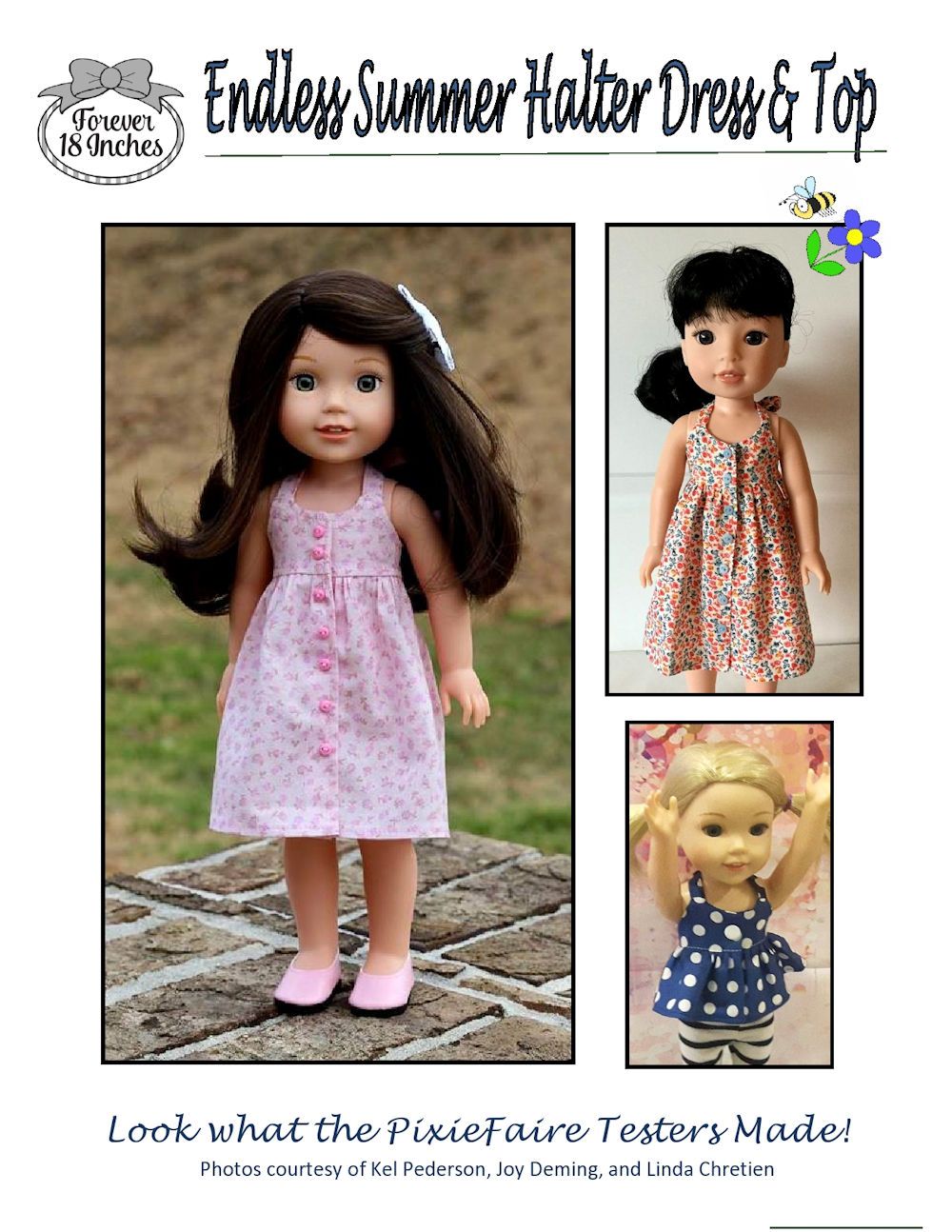 Forever 18 Inches WellieWishers Endless Summer Halter Dress & Top 14.5" WW and 13" Minouche Doll Clothes Pattern Pixie Faire