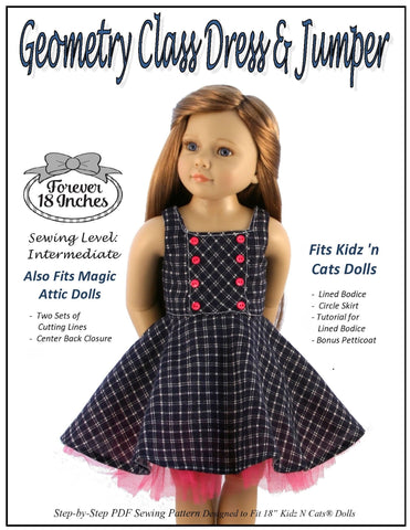 Forever 18 Inches Kidz n Cats Geometry Class Dress & Jumper Pattern for Kidz N Cats Dolls Pixie Faire