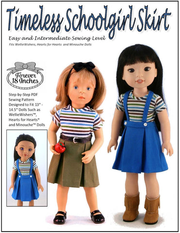 Forever 18 Inches WellieWishers Timeless Schoolgirl Skirt 13-14.5" Doll Clothes Pattern Pixie Faire