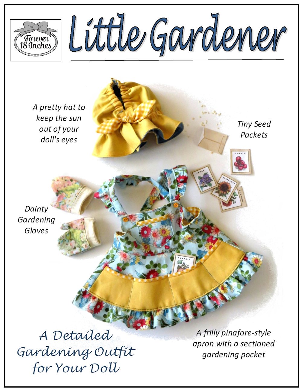 Forever 18 Inches 18 Inch Modern Little Gardener 18" Doll Clothes Pattern Pixie Faire
