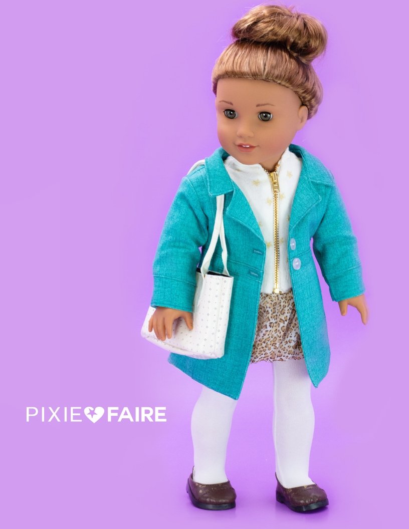 Liberty Jane 18 Inch Modern Le Marais Coat 18" Doll Clothes Pattern Pixie Faire