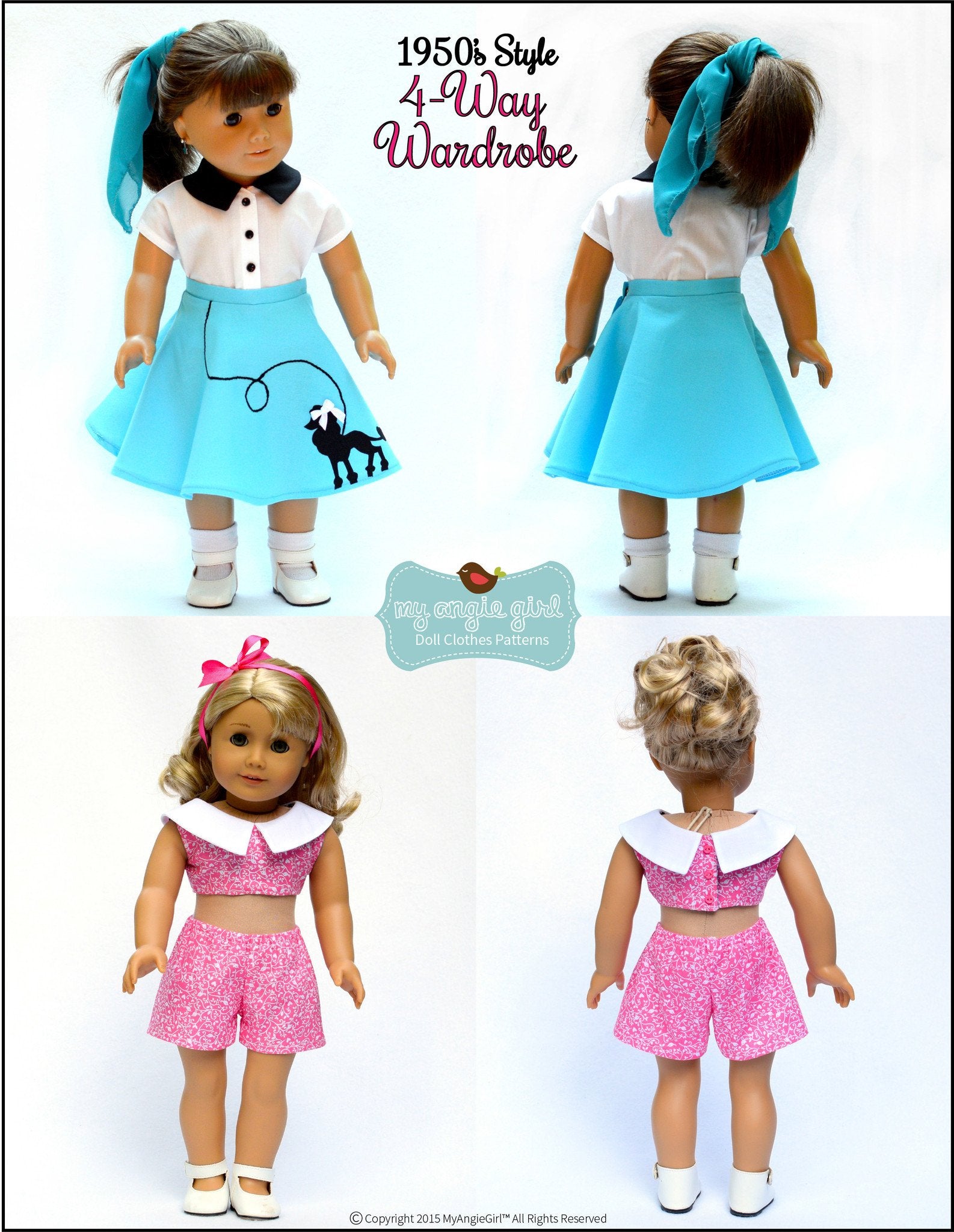My Angie Girl 18 Inch Historical The 4-Way Wardrobe 18" Doll Clothes Pixie Faire