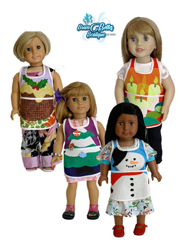 Brambelles boutique 18 Inch Modern Criss Cross Christmas Apron 18" Doll Accessories Pattern Pixie Faire