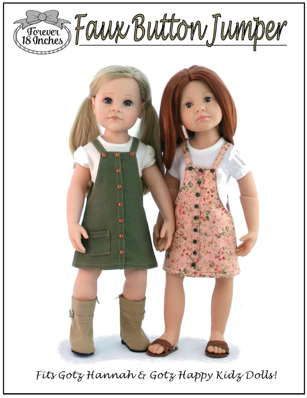 Forever 18 Inches Journey Girl Faux Button Front Jumper for 18” Journey Girls and 19” Gotz Dolls Pixie Faire