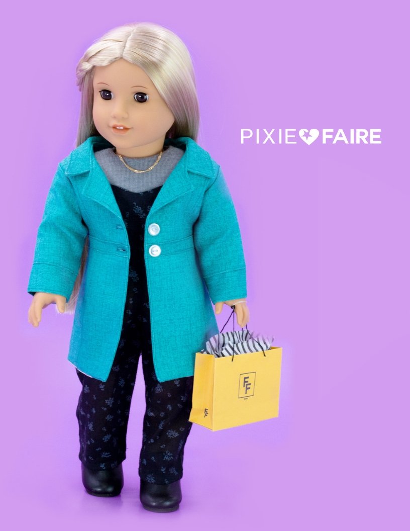 Liberty Jane 18 Inch Modern Le Marais Coat 18" Doll Clothes Pattern Pixie Faire
