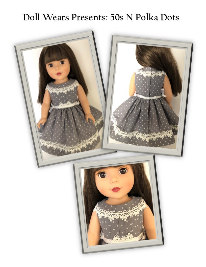Dolly Wears 18 Inch Historical 50s N Polka Dots 18" Doll Clothes Pattern Pixie Faire