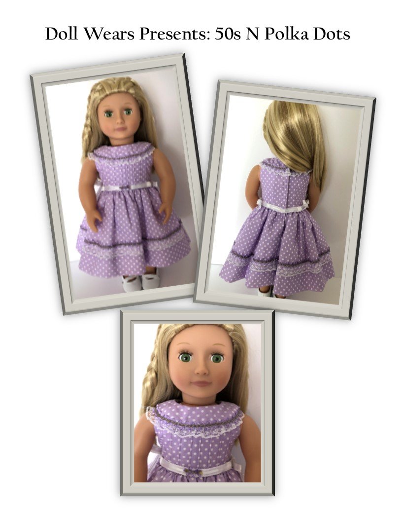 Dolly Wears 18 Inch Historical 50s N Polka Dots 18" Doll Clothes Pattern Pixie Faire