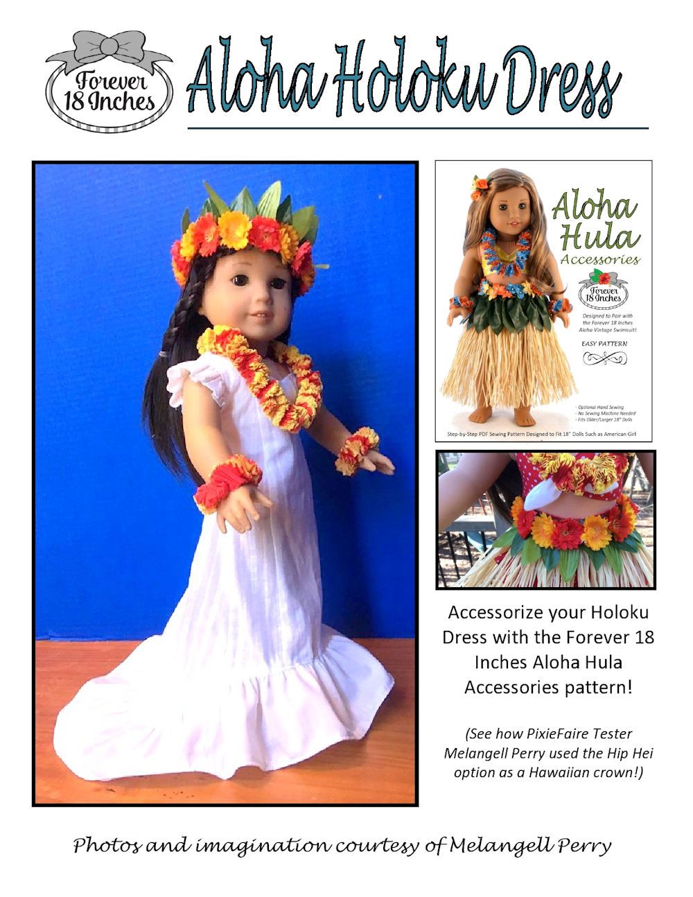 Forever 18 Inches Aloha Holoku Dress Doll Clothes Pattern 18 inch American Girl Dolls Forever 18 Inches Aloha Holoku Dress Doll Clothes Pattern 18 inch American Girl Dolls