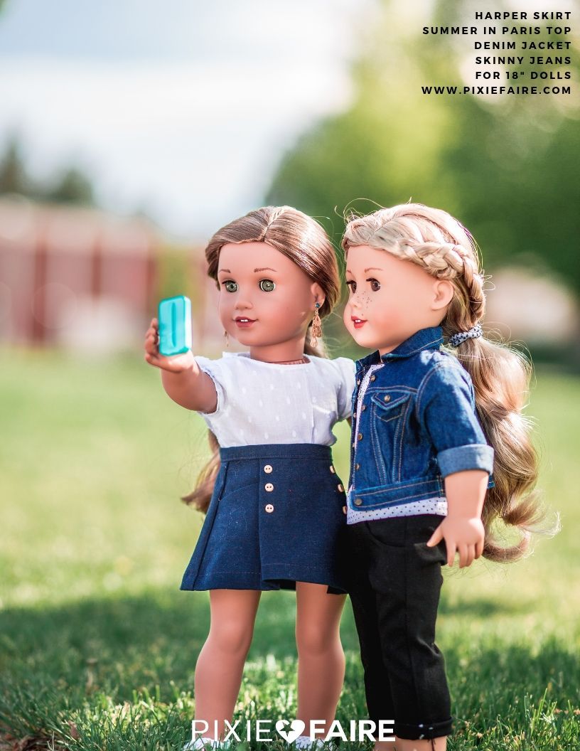 Liberty Jane 18 Inch Modern Denim Jacket 18" Doll Clothes Pattern Pixie Faire