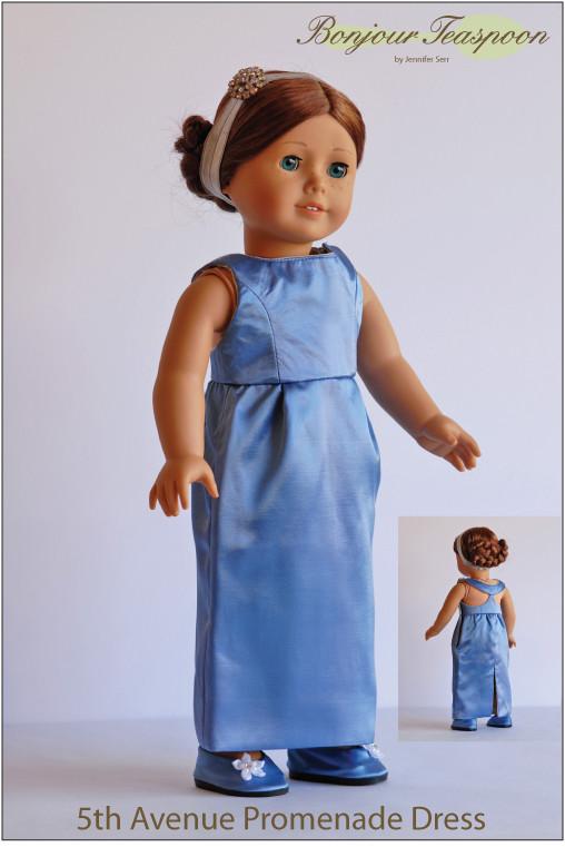 Bonjour Teaspoon 18 Inch Historical 5th Avenue Promenade Dress 18" Doll Clothes Pattern Pixie Faire