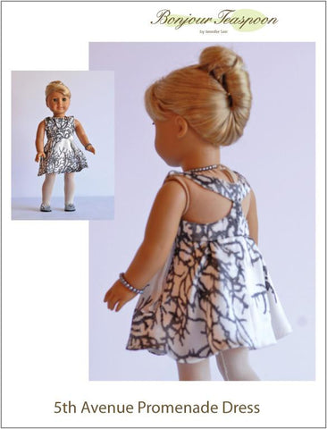 Bonjour Teaspoon 18 Inch Historical 5th Avenue Promenade Dress 18" Doll Clothes Pattern Pixie Faire
