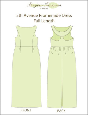 Bonjour Teaspoon 18 Inch Historical 5th Avenue Promenade Dress 18" Doll Clothes Pattern Pixie Faire