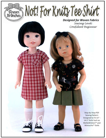 Forever 18 Inches WellieWishers NOT! For Knits Tee-Shirt 14.5" Doll Clothes Pattern Pixie Faire