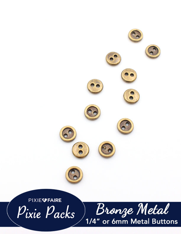 Pixie Faire Pixie Packs Pixie Packs Metal Two-Hole Buttons 1/4" or 6mm Bronze Pixie Faire