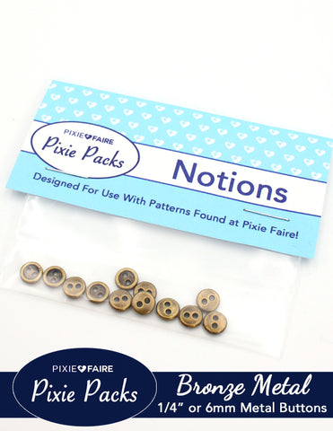 Pixie Faire Pixie Packs Pixie Packs Metal Two-Hole Buttons 1/4" or 6mm Bronze Pixie Faire