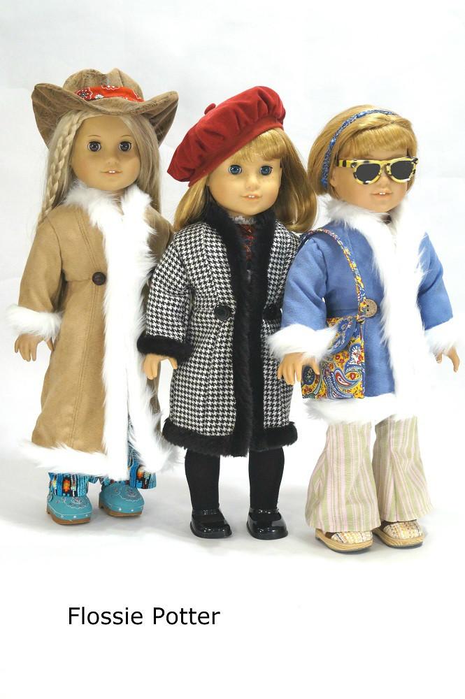 Flossie Potter '70s Triple Play Coats Doll Clothes Pattern 18 inch