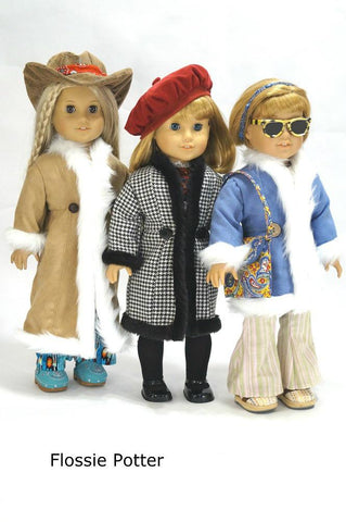 Flossie Potter 18 Inch Historical '70s Triple Play Coats 18" Doll Clothes Pattern Pixie Faire