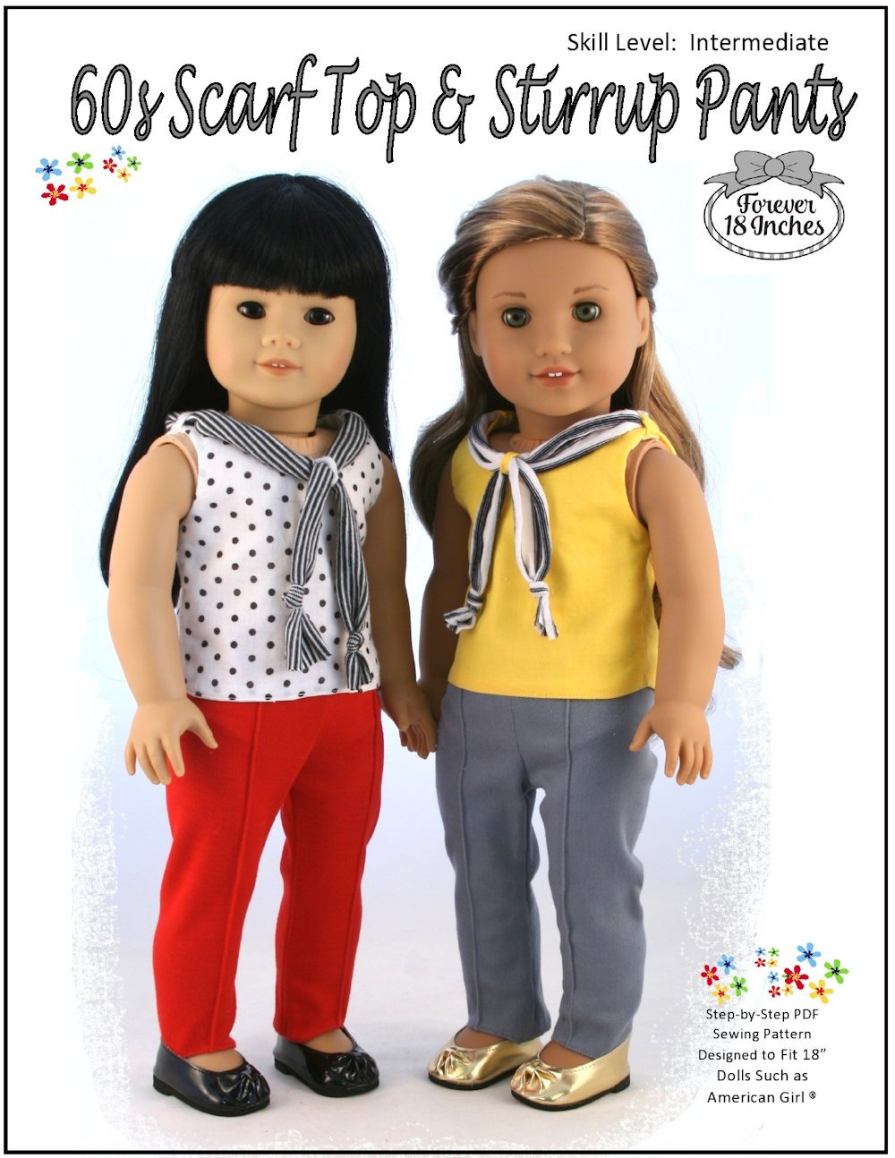 Forever 18 Inches 18 Inch Historical Sixties Scarf Top & Stirrup Pants 18" Doll Clothes Pixie Faire