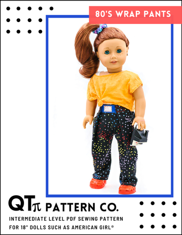 QTπ Pattern Co 18 Inch Modern 80s Wrap Pants 18" Doll Clothes Pixie Faire