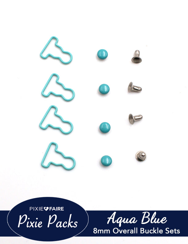 Pixie Faire Pixie Packs Pixie Packs Micro Mini Overall Buckles 1/4" or 8mm Aqua Blue Pixie Faire