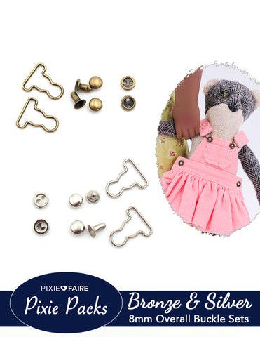 Pixie Faire Pixie Packs Pixie Packs Micro Mini Overall Buckles 1/4" or 8mm Bronze and Silver Bundle Pixie Faire