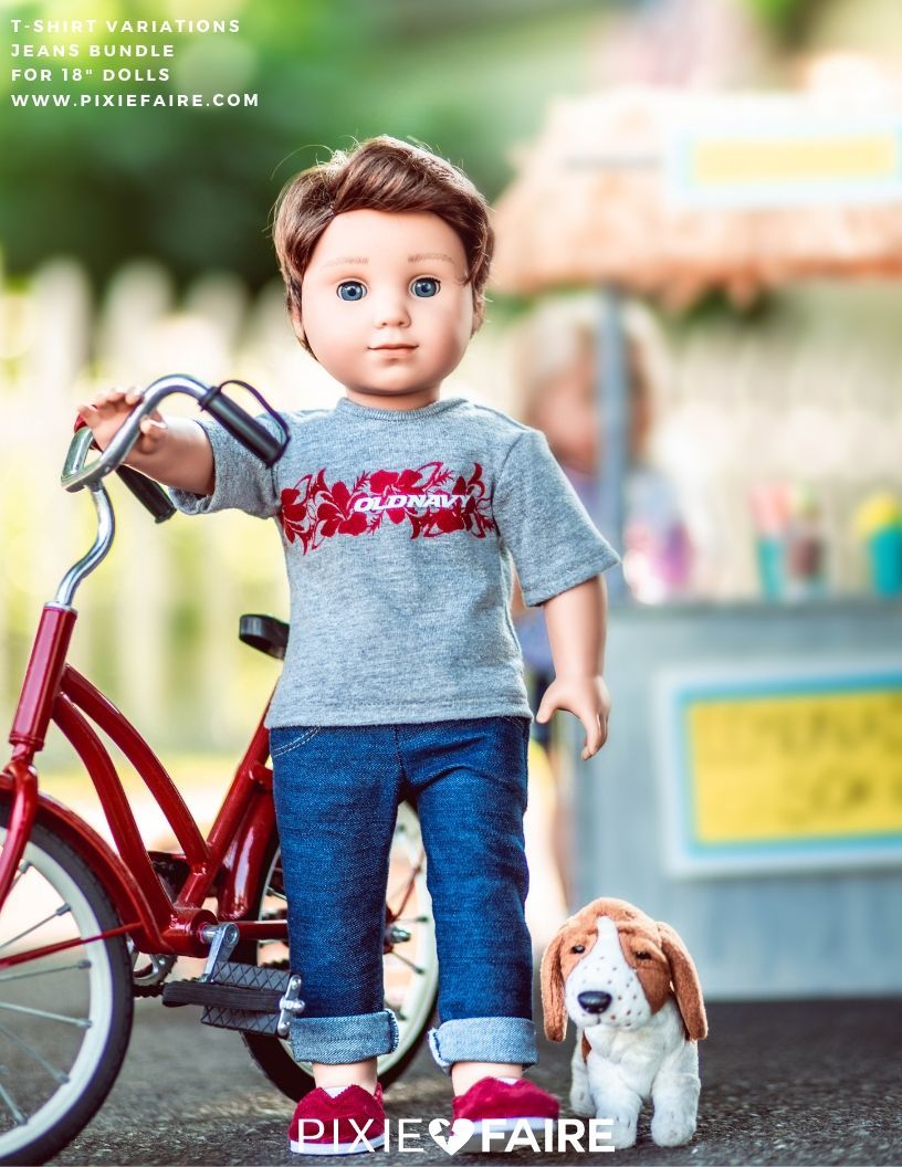Liberty Jane 18 Inch Modern T-Shirt Variations 18" Doll Clothes Pattern Pixie Faire