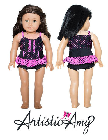 Artistic Amy 18 Inch Modern Ruffle Tankini 18" Doll Clothes Pattern Pixie Faire