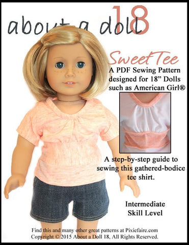 About A Doll 18 18 Inch Modern Sweet Tee 18" Doll Clothes Pattern Pixie Faire