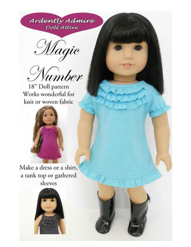 Ardently Admire 18 Inch Modern Magic Number Dress 18" Doll Clothes Pattern Pixie Faire