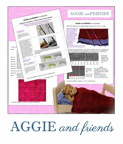 Aggie and friends Quilt Tunie Blankie and Pillow Crochet Pattern For 16-20" Dolls Pixie Faire