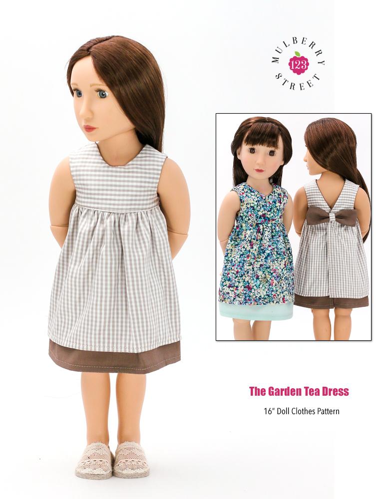 123 Mulberry Street A Girl For All Time Garden Tea Dress Pattern For 16" A Girl For All Time Dolls Pixie Faire