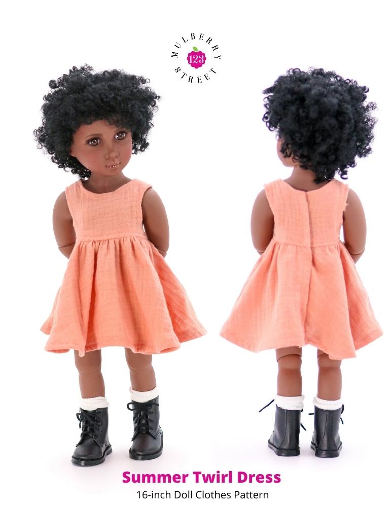 123 Mulberry Street A Girl For All Time Summer Twirl Dress Pattern For 16" A Girl For All Time Dolls Pixie Faire