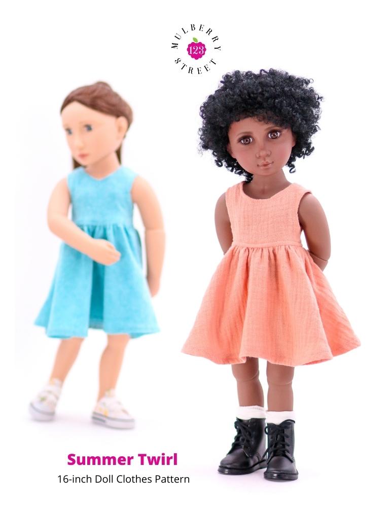 123 Mulberry Street A Girl For All Time Summer Twirl Dress Pattern For 16" A Girl For All Time Dolls Pixie Faire