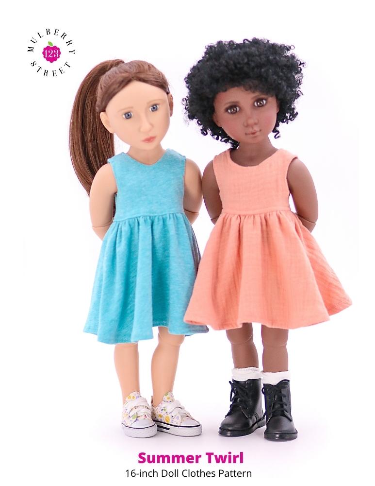 123 Mulberry Street A Girl For All Time Summer Twirl Dress Pattern For 16" A Girl For All Time Dolls Pixie Faire