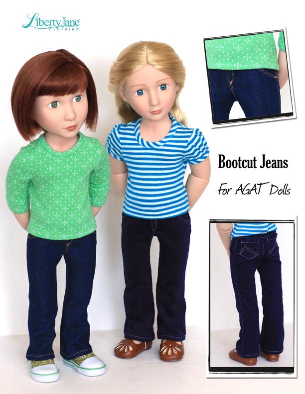Liberty Jane A Girl For All Time Bootcut Jeans Pattern for AGAT Dolls Pixie Faire