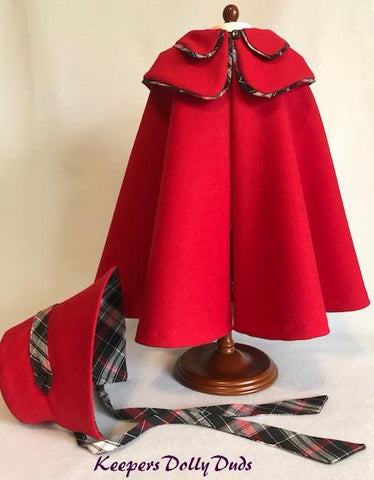 Keepers Dolly Duds Designs A Girl For All Time Double Cape and Bonnet Pattern For A Girl For All Time Dolls Pixie Faire