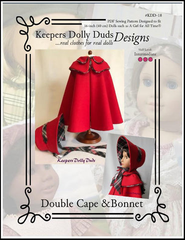 Keepers Dolly Duds Designs A Girl For All Time Double Cape and Bonnet Pattern For A Girl For All Time Dolls Pixie Faire