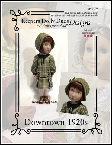 Keepers Dolly Duds Designs A Girl For All Time Downtown 1920s Dress and Hat Pattern For A Girl For All Time Dolls Pixie Faire
