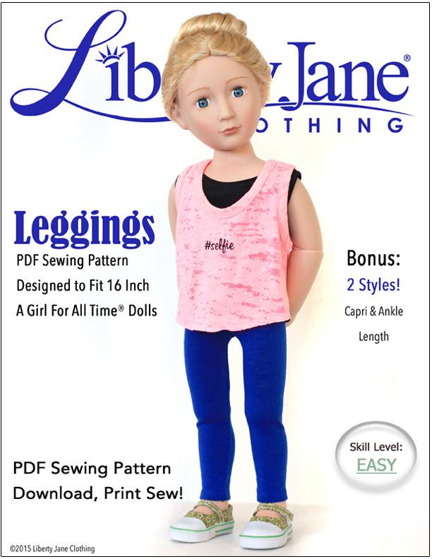 Liberty Jane A Girl For All Time Leggings Pattern for AGAT Dolls Pixie Faire