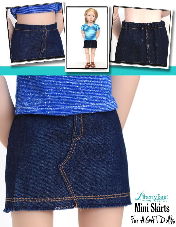 Liberty Jane A Girl For All Time Mini Skirt Pattern for AGAT Dolls Pixie Faire
