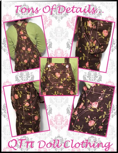 QTπ Doll Clothing A Girl For All Time Oh My Gosh Overalls Pattern For AGAT Dolls Pixie Faire