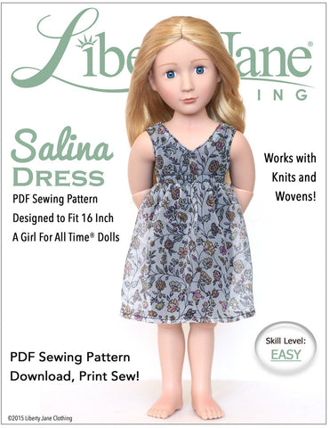 Liberty Jane A Girl For All Time Salina Dress Pattern for AGAT Dolls Pixie Faire