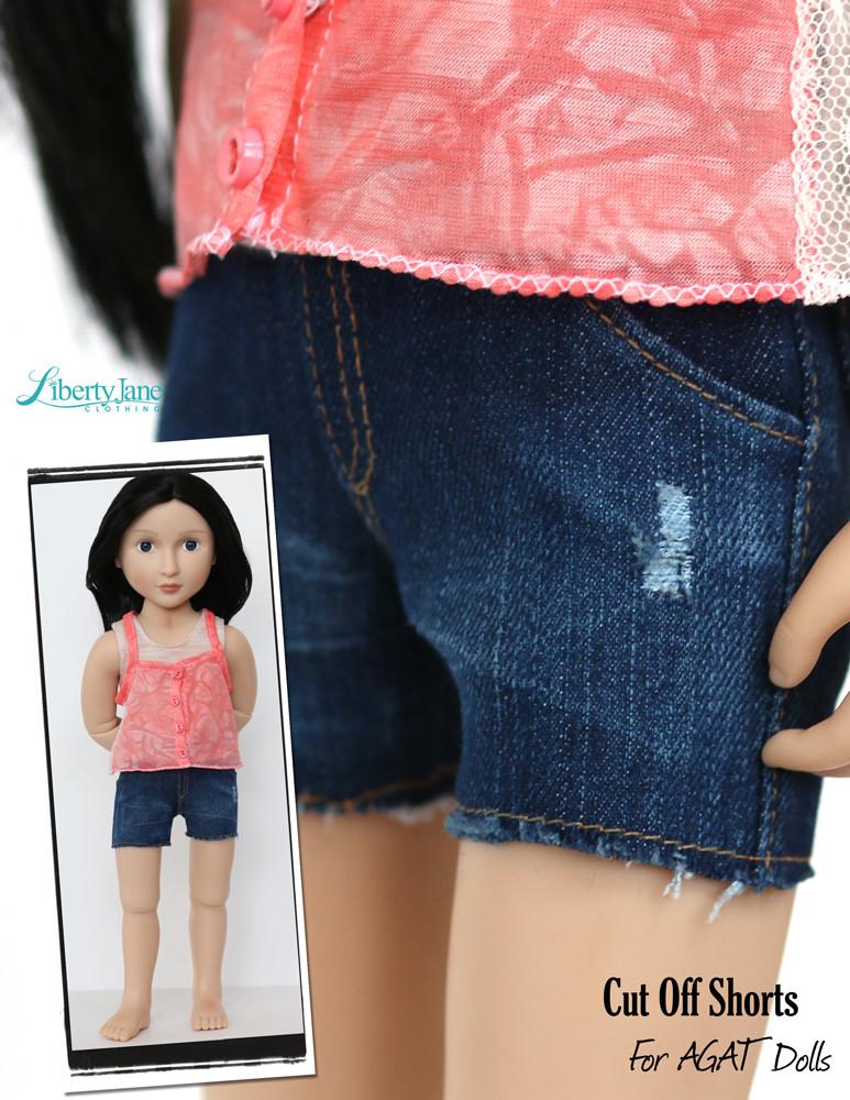 Liberty Jane A Girl For All Time Skinny Jeans and Shorts Pattern For AGAT Dolls Pixie Faire