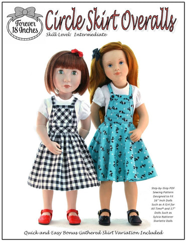 Forever 18 Inches A Girl For All Time Circle Skirt Overalls Pattern for A Girl For All Time and Starlette Dolls Pixie Faire